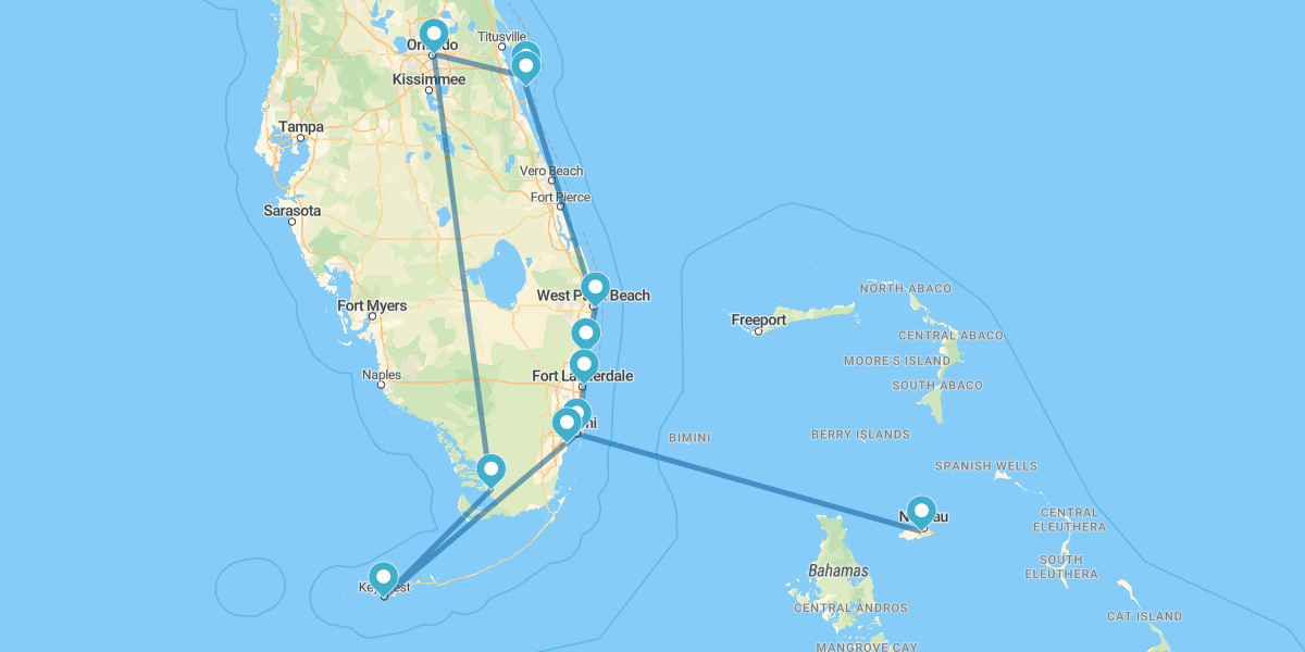 Ruta por Florida y Nueva Providencia