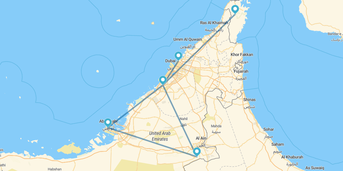 Dubái, Sharjah, Abu Dhabi, Al Ain y Musandam