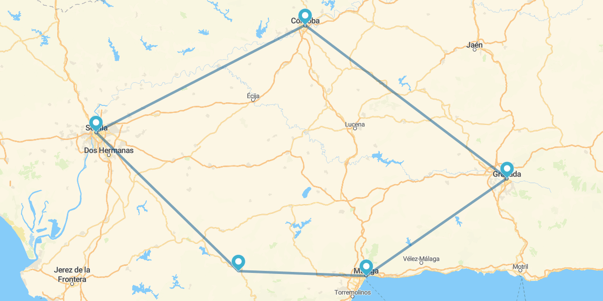 Málaga, Córdoba, Sevilla y Granada desde Granada