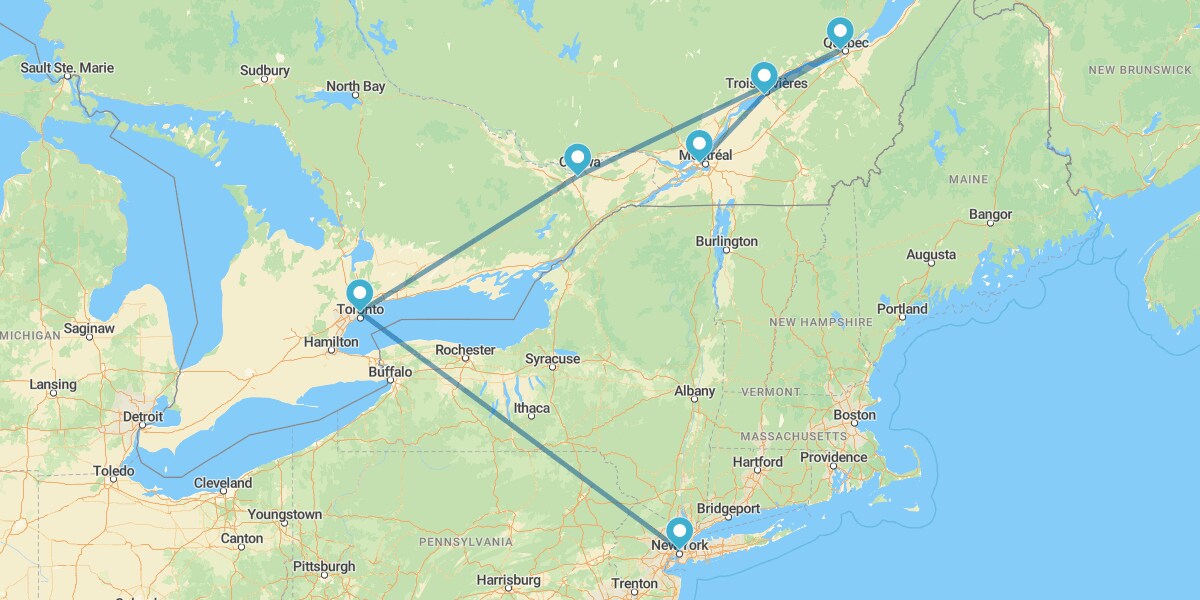 De Montreal a Toronto y Nueva York