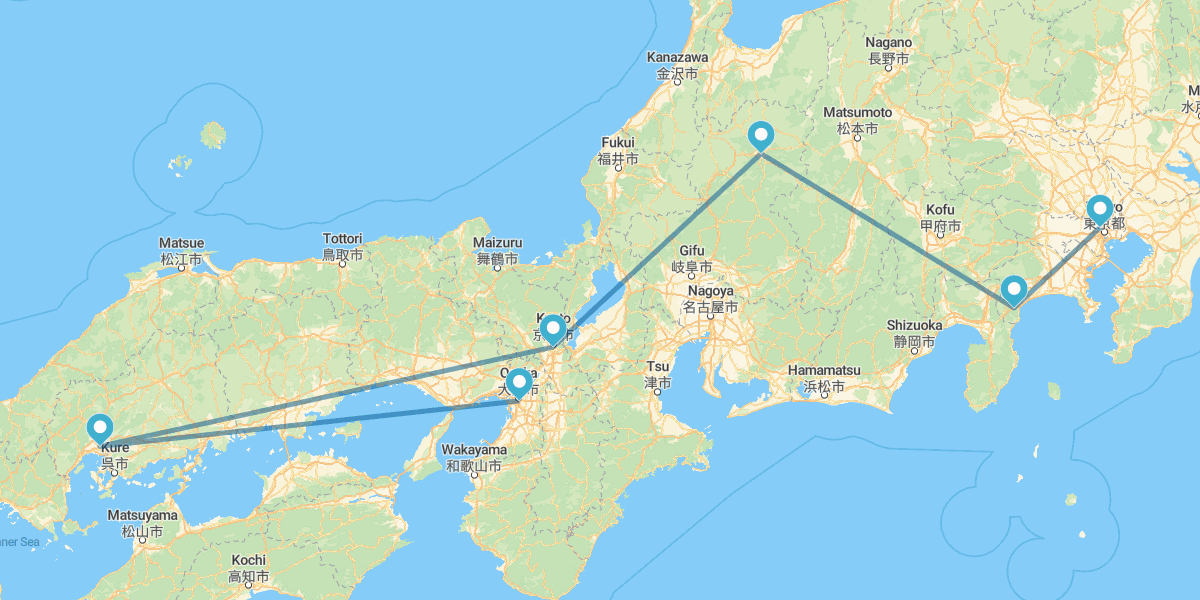 Tokio, Hakone, Takayama, Kioto, Hiroshima y Osaka