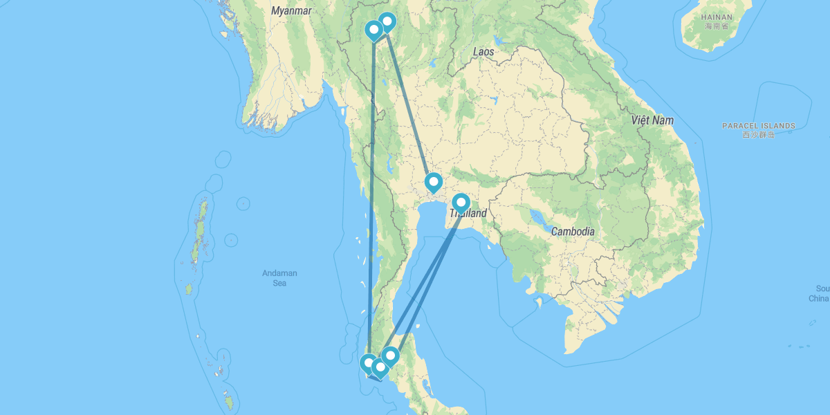 Bangkok, Chiang Mai, Doi Inthanon, Phuket, Khao Sok y Krabi