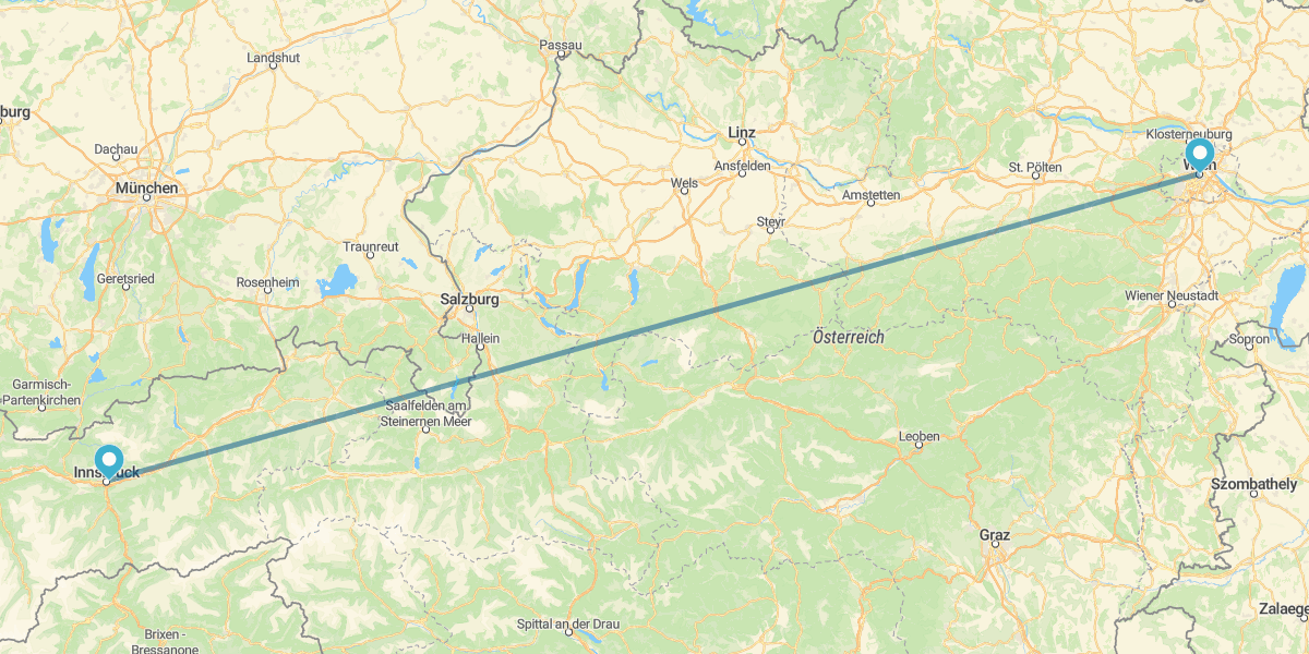 Viena e Innsbruck en tren