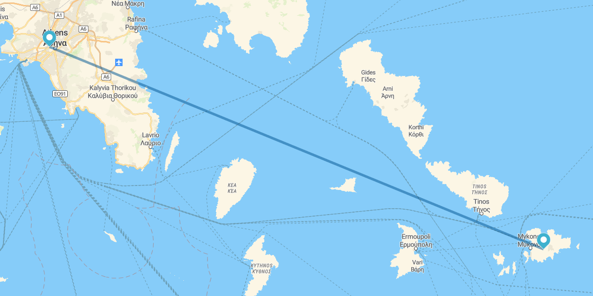 Atenas y Mykonos en avión, con traslados y coche de alquiler