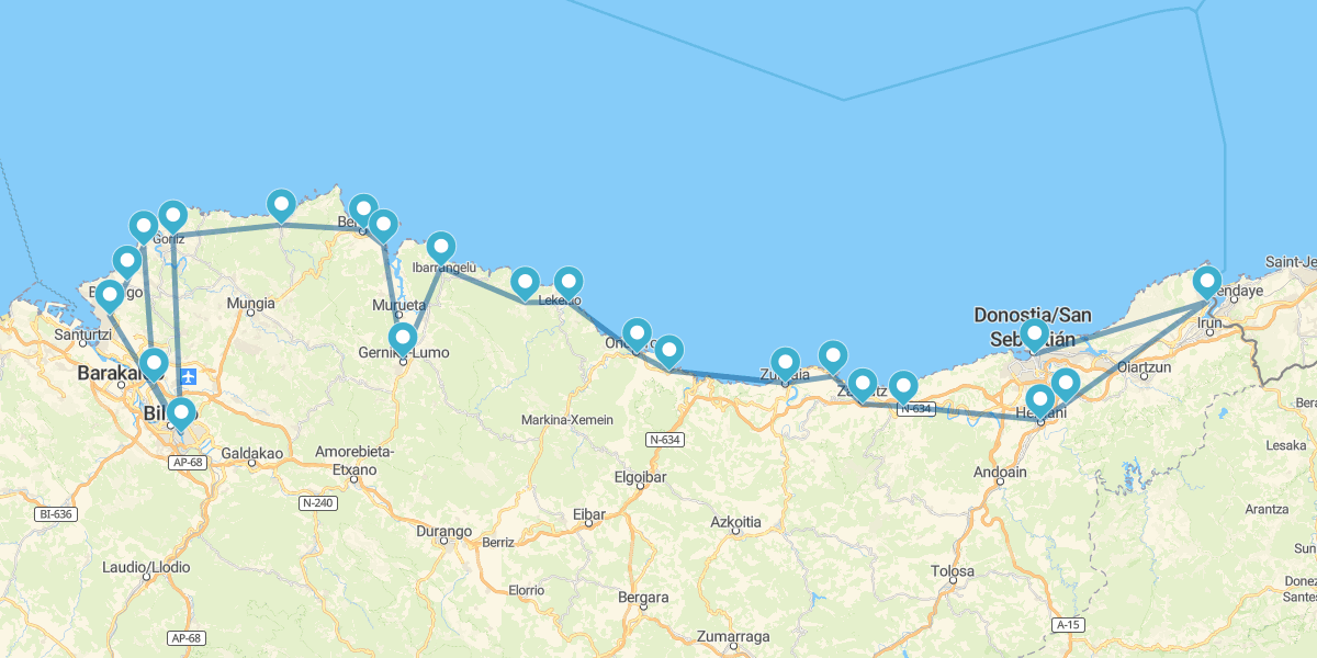 Ruta desde Bilbao a Donostia / San Sebastián. Arropados por la costa