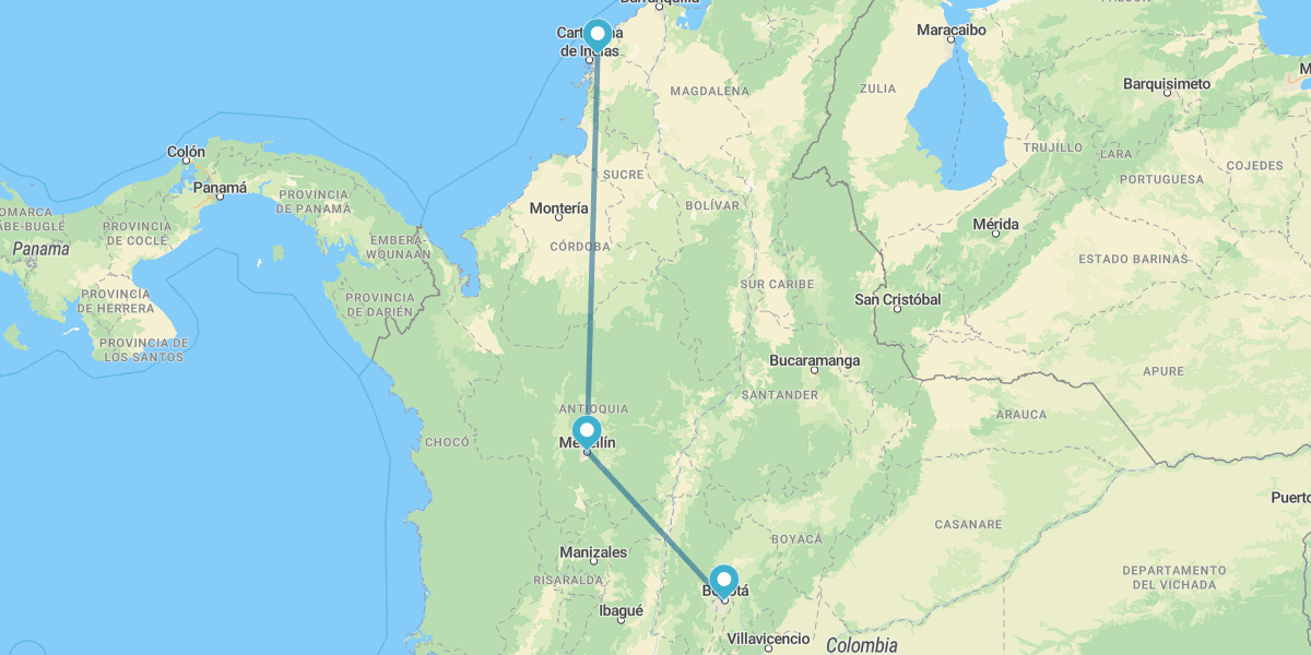 Bogotá, Medellín y Cartagena de Indias