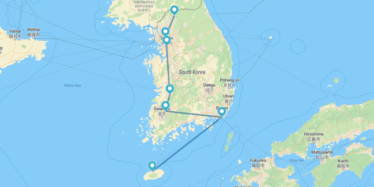 Seúl, Jeonju, Busan e Isla de Jeju