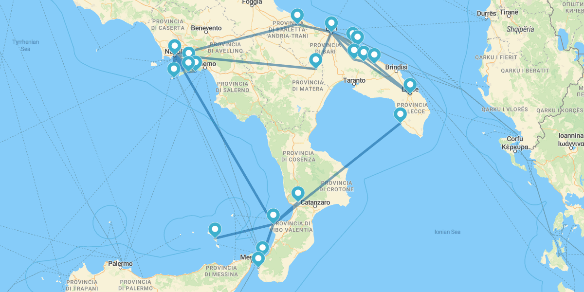 Sur de Italia: Campania, Apulia y Calabria