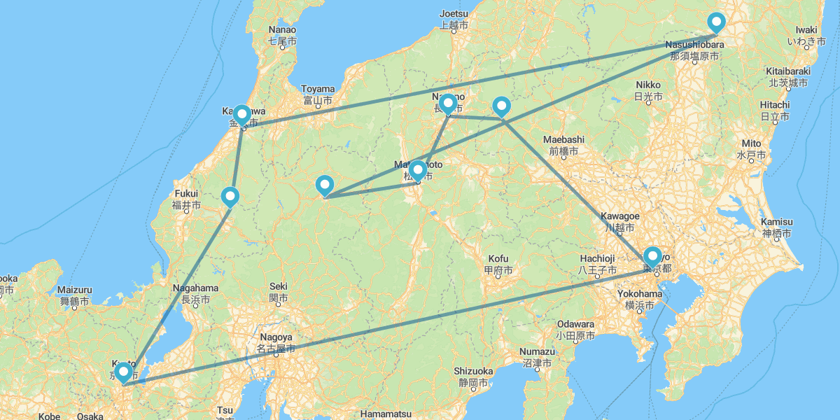 De Tokio a Ikaho Onsen por los Alpes Japoneses