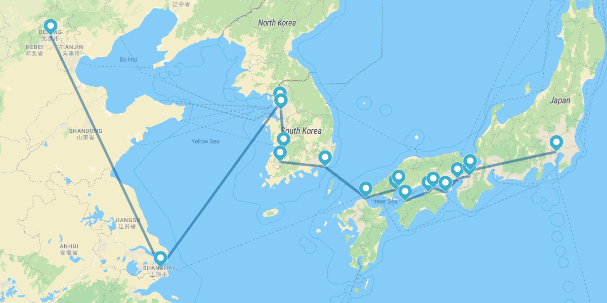 De Pekín a Tokio con Corea del Sur