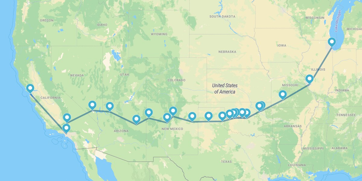 Ruta 66, desde Chicago hasta Los Ángeles y San Francisco