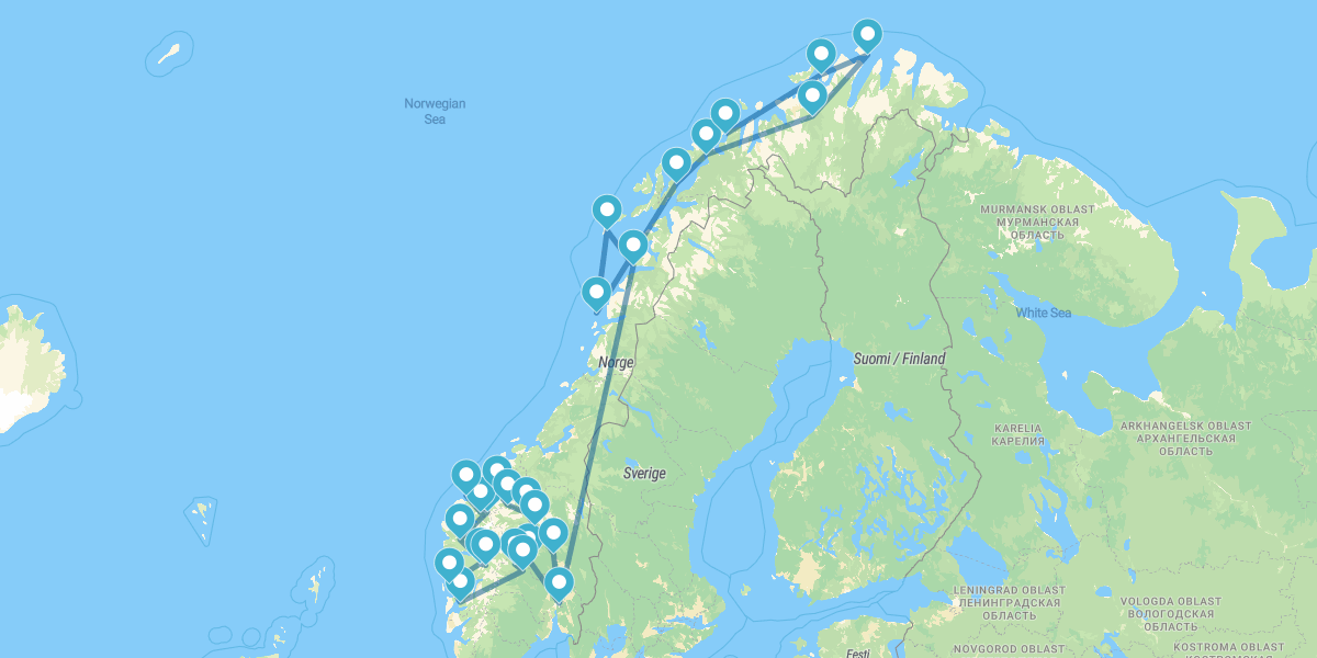 Ruta por los Fiordos Noruegos, Islas Lofoten y Cabo Norte