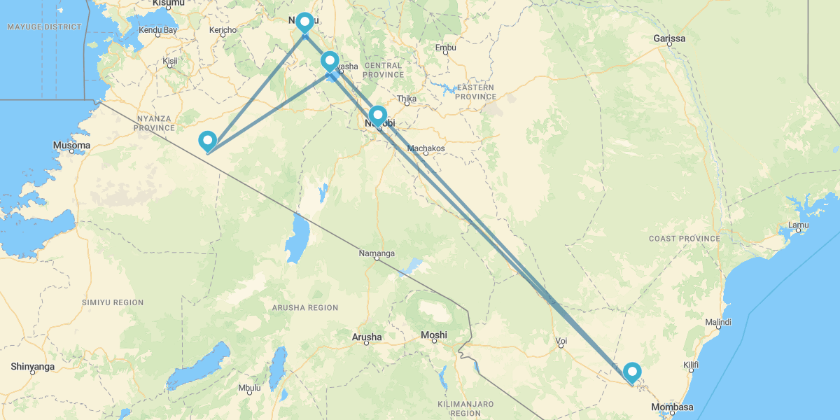 Nairobi, Samburu, Nakuru, Masai Mara y Naivasha