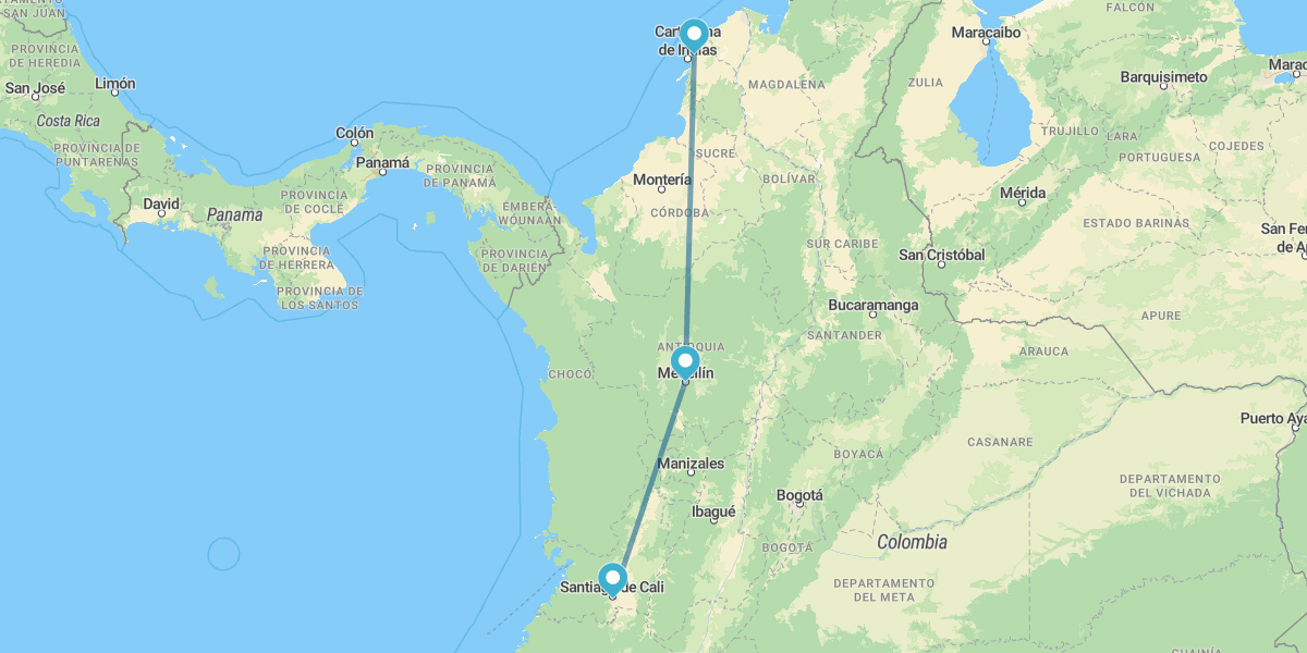 Cali, Medellín y Cartagena de Indias