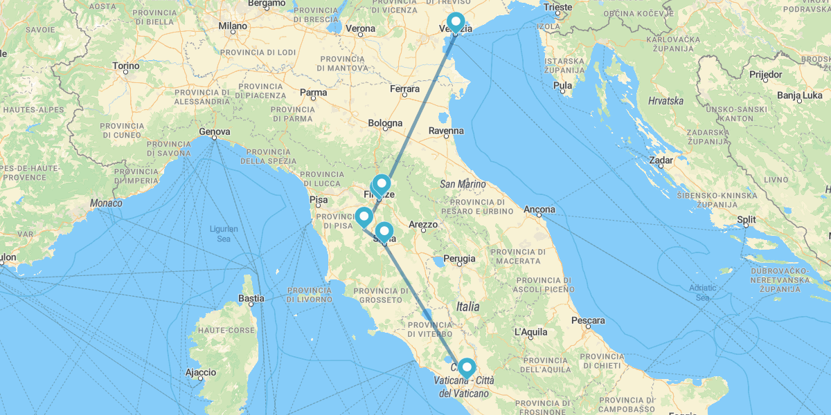 Ruta de Roma a Venecia con Toscana