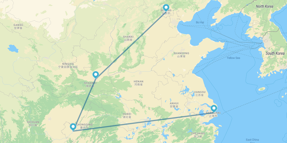 Pekín, Xian, Chongqing y Shanghái