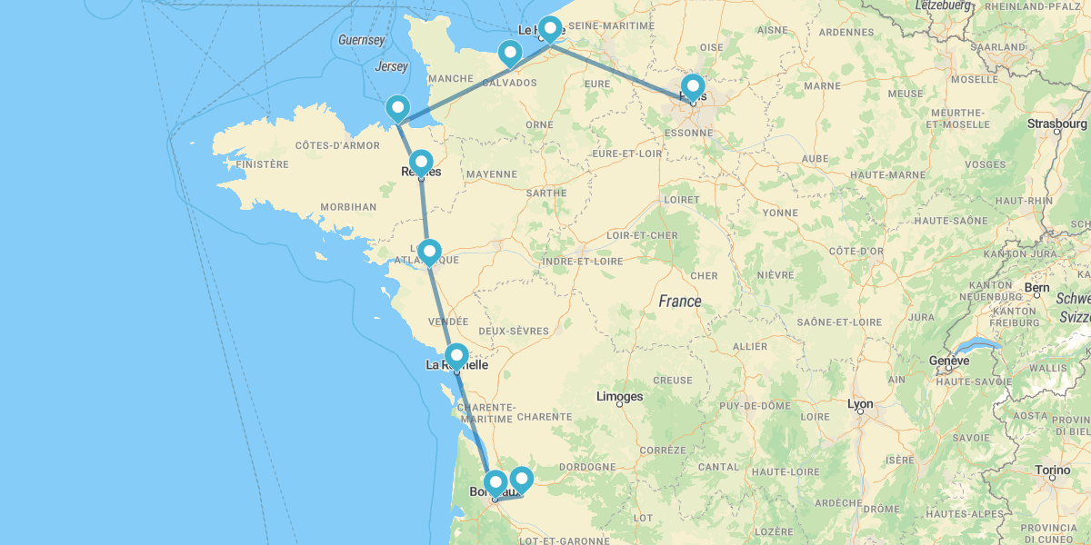 París, Normandía y Burdeos