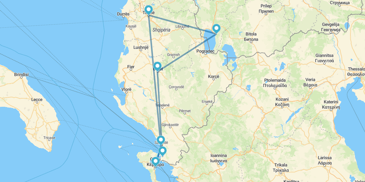 Perlas de Albania, Macedonia de Norte y Corfú