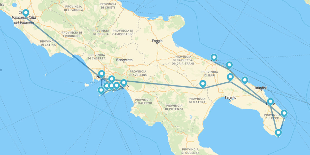 Roma, Costa Amalfitana y la Apulia