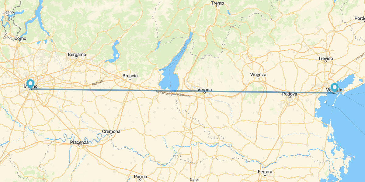 Milán y Venecia en tren