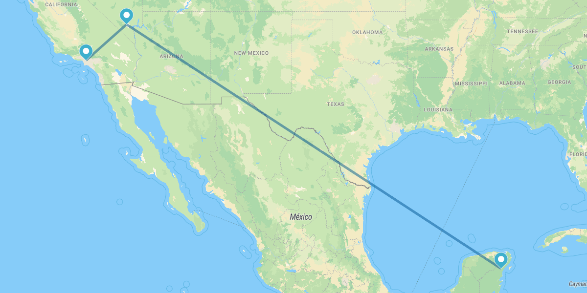 Los Ángeles, Las Vegas y Rivera Maya