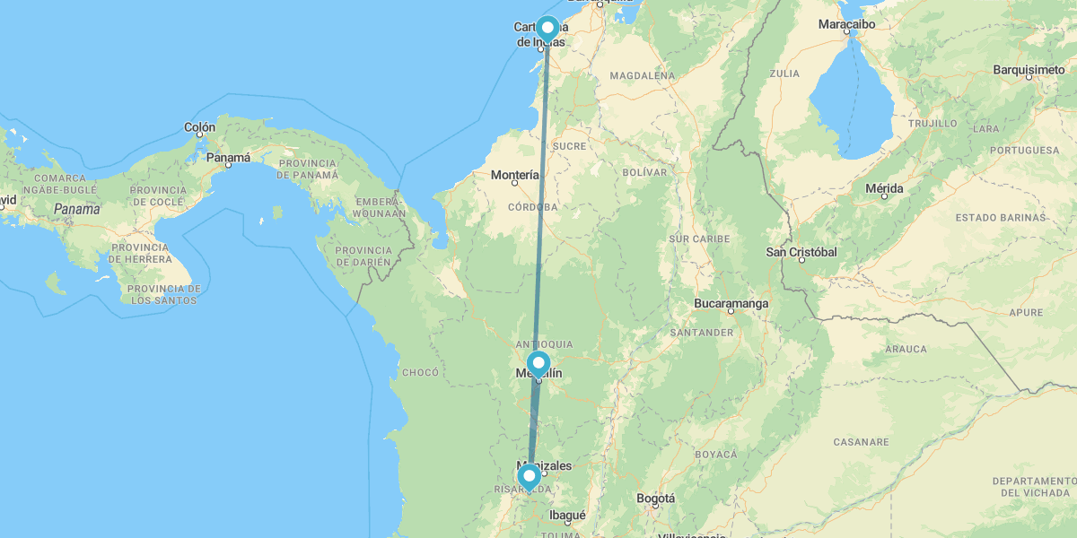 Medellín, Pereira, Eje Cafetero y Cartagena de Indias