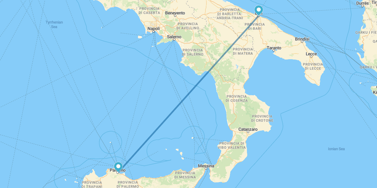Bari y Palermo en avión