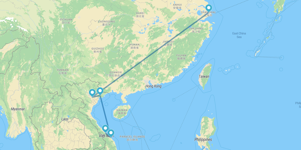 Shanghái y Norte y Centro de Vietnam
