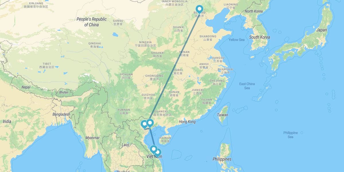 Pekín y Norte y Centro de Vietnam