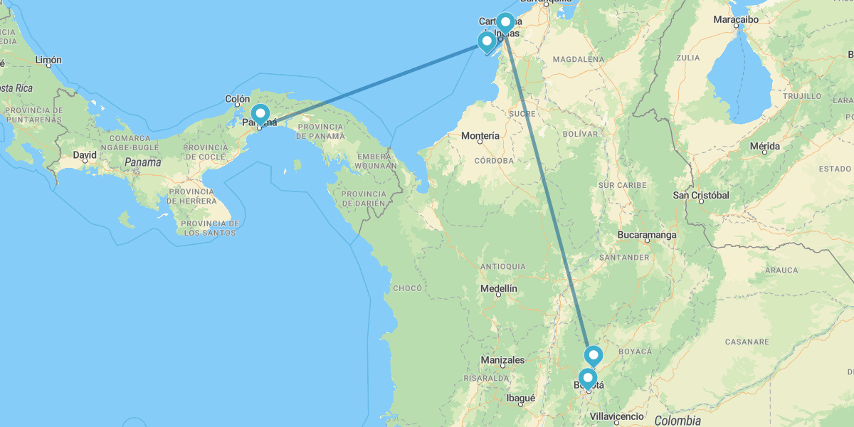 Bogotá, Cartagena de Indias y Ciudad de Panamá