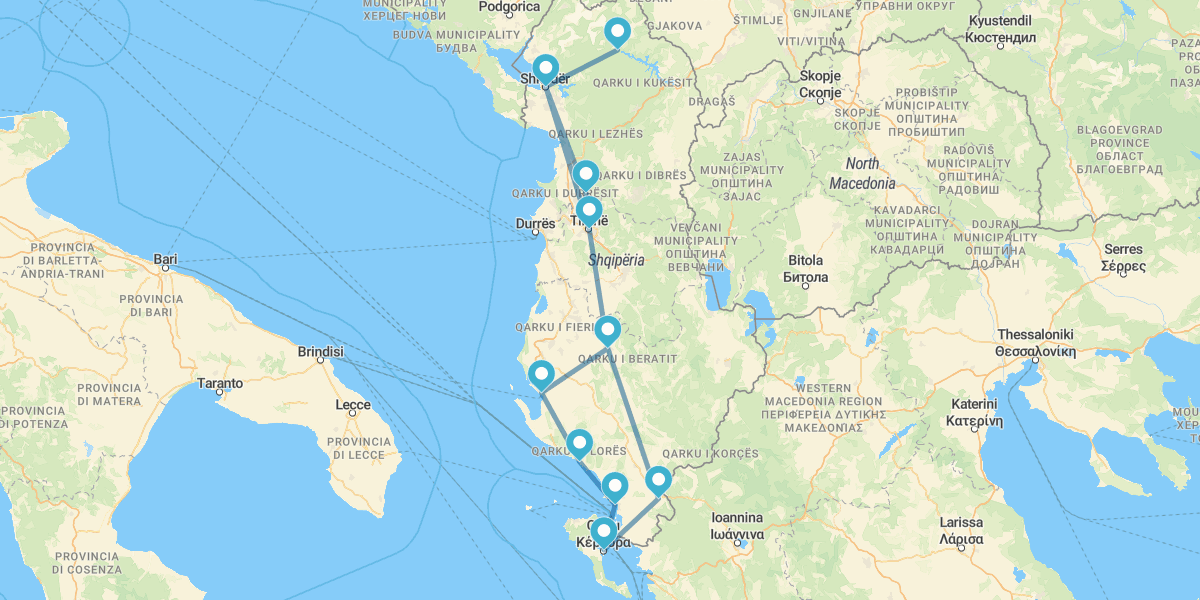 Ruta por los tesoros de Albania y Corfú