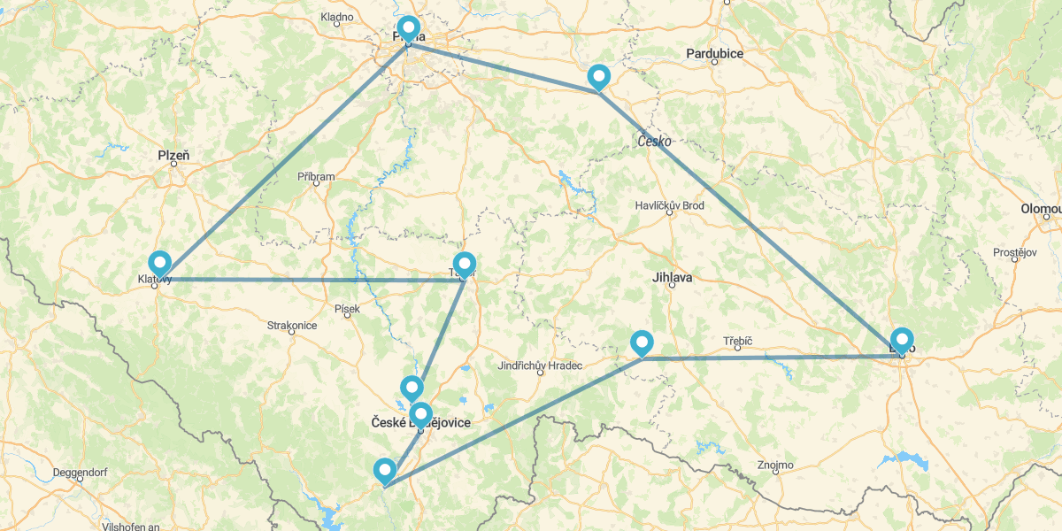 Praga, Ceské Budejovice y Brno