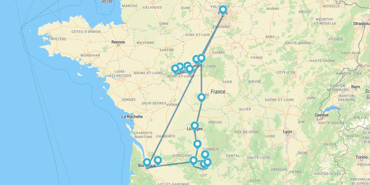 Loira, Dordoña, Burdeos y París