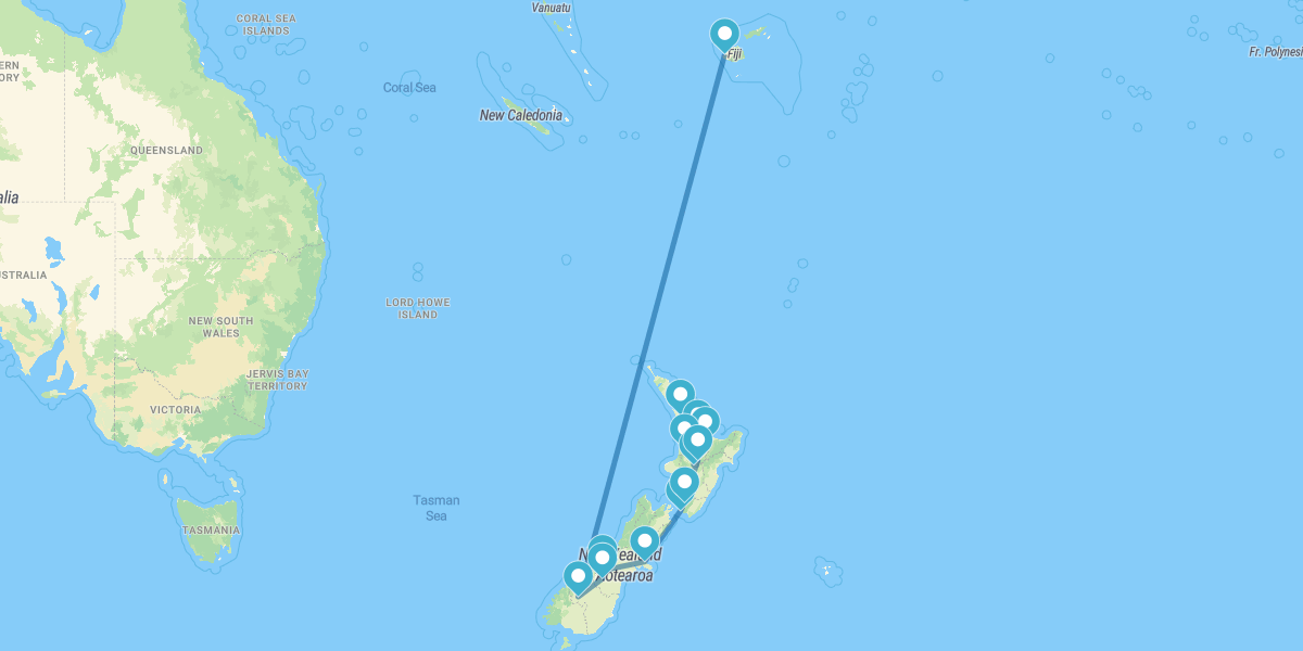 Ruta del Señor de los Anillos con estancia en Fiji