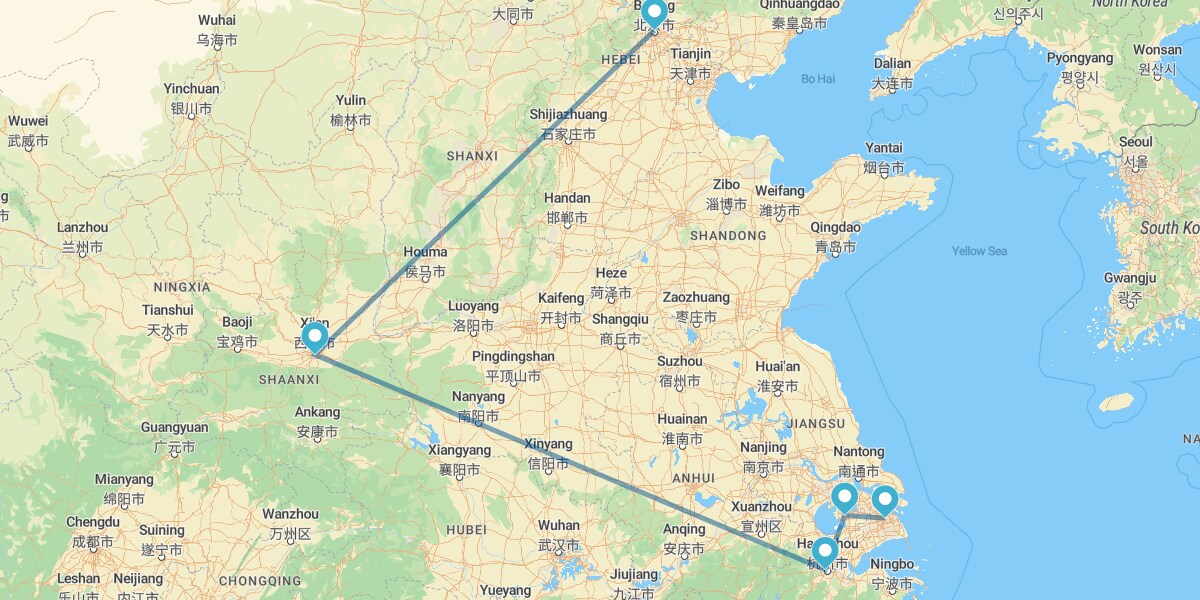 Pekín, Xian, Hangzhou, Suzhou y Shanghái