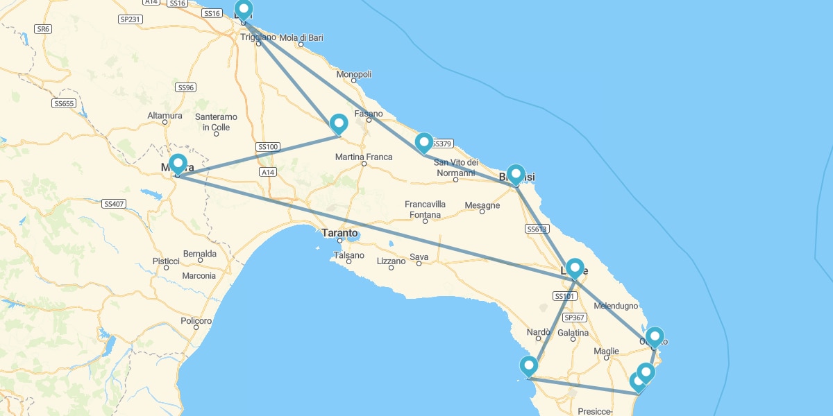 Ruta pullesa, de Bari a Lecce