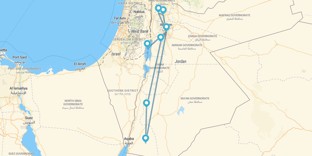 Amán, Mar Muerto, Madaba, Petra y Wadi Rum