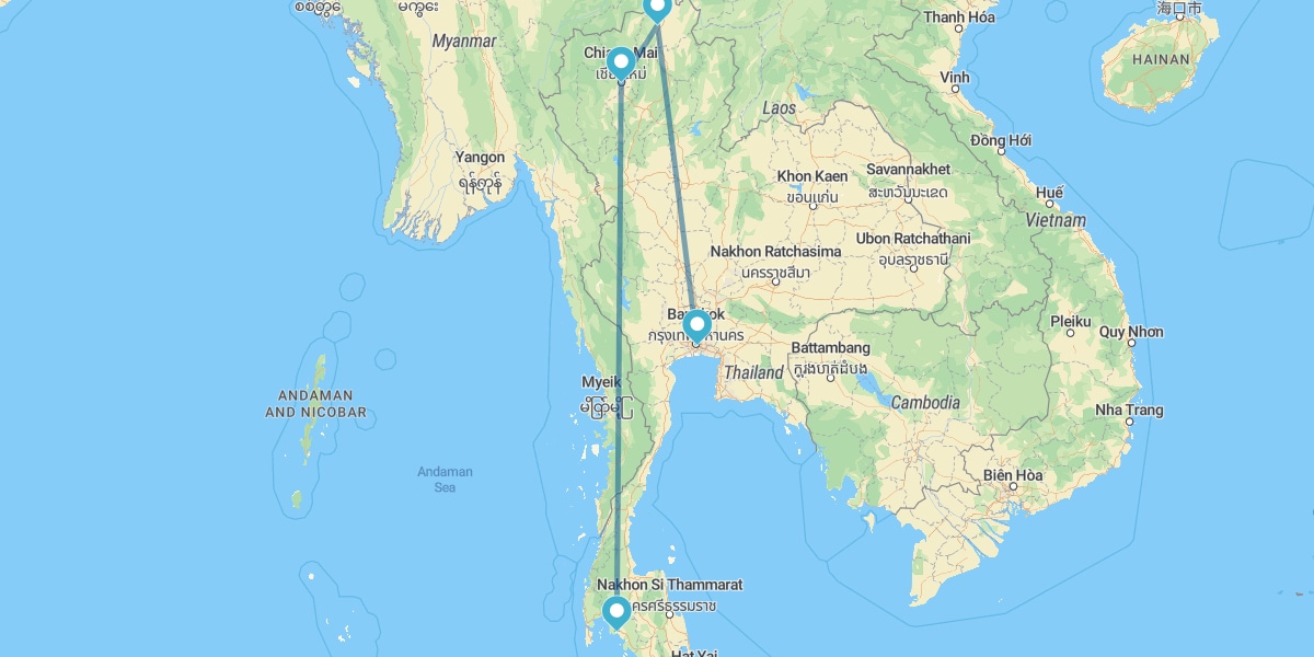 Bangkok, Chiang Rai, Chiang Mai y Krabi