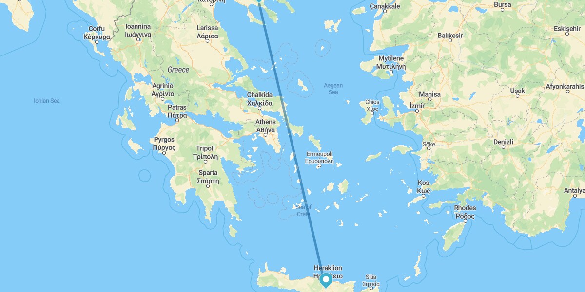 Creta y Calcídica en avión