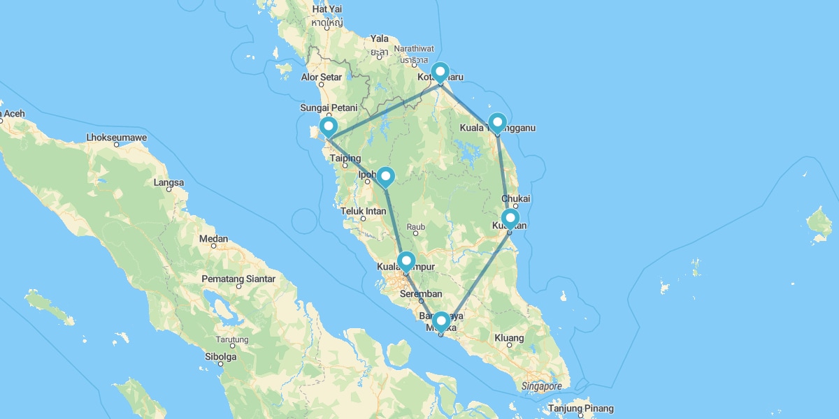 Ruta de Cameron Highlands a Malaca