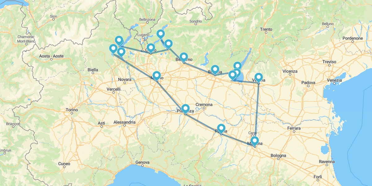 Ruta por los idílicos Lagos del Norte, de Milán a Verona