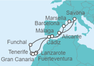 Itinerario del Crucero Islas Canarias - Costa Cruceros