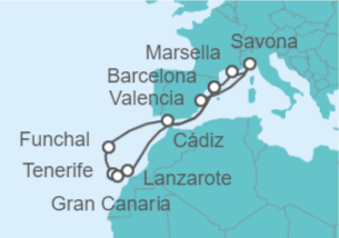Itinerario del Crucero Sabores exóticos y paisajes lunares - Costa Cruceros