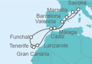 Itinerario del Crucero Sabores exóticos y paisajes lunares  - Costa Cruceros