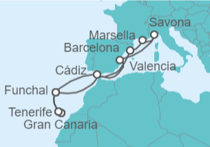 Itinerario del Crucero Islas Canarias - Costa Cruceros