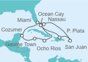 Itinerario del Crucero Bahamas, Puerto Rico, Estados Unidos (EE.UU.), México, Islas Caimán, Jamaica - MSC Cruceros