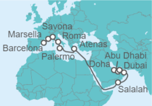 Itinerario del Crucero Desde Barcelona a Dubái (EAU) - Costa Cruceros