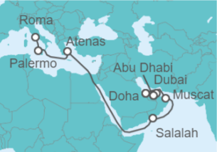 Itinerario del Crucero Desde Civitavecchia (Roma) a Doha (Qatar) - Costa Cruceros