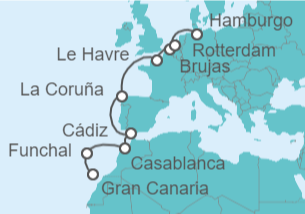 Itinerario del Crucero Bélgica, Holanda, Francia, España, Marruecos, Portugal - MSC Cruceros