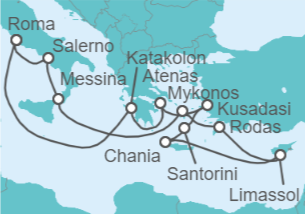 Itinerario del Crucero Islas Griegas, Turquía e Italia - Princess Cruises